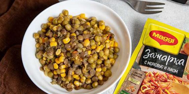 Гарнир из чечевицы с зеленым горошком и кукурузой: рецепт с фото