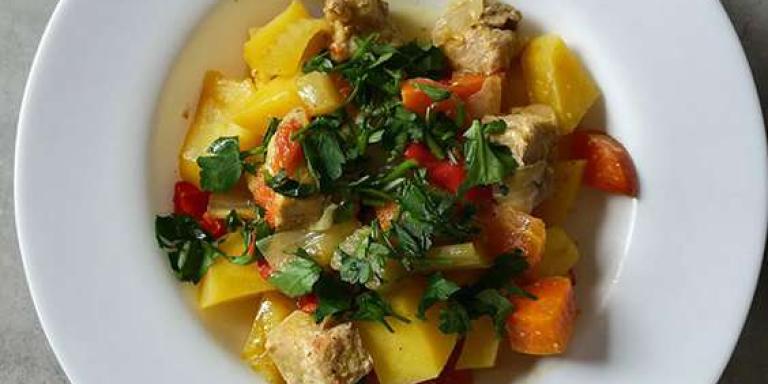 Жаркое из свинины с овощами на сковороде, пошаговый рецепт с фото