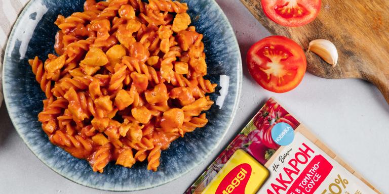 Макароны с курицей в томатно-овощном соусе, пошаговый рецепт с фото